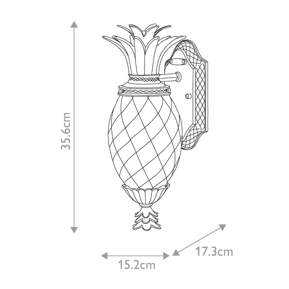 Plantation 1-Ljus Utomhusvägglampa Svart/Glas 35,6cm IP44