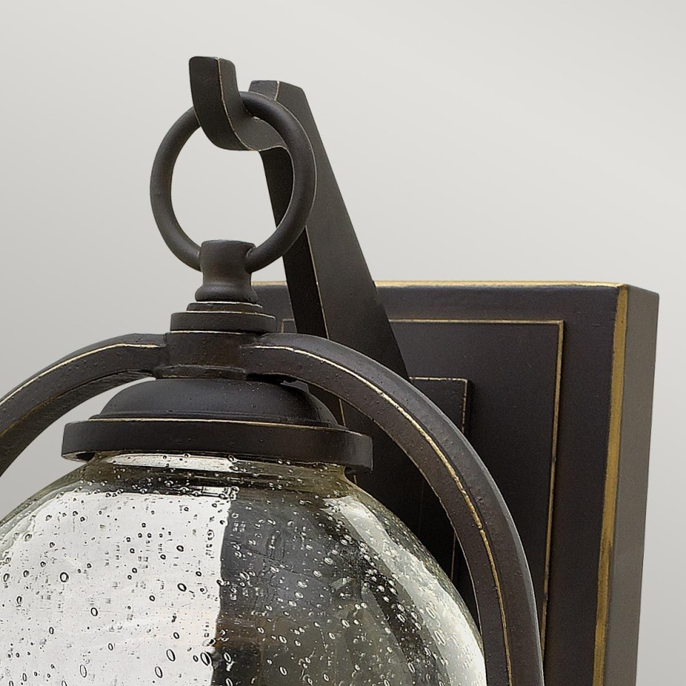 Quincy 1-Lt Medium Outdoor Wall Light Oil Rubbed Bronze/Glass 42.5cm IP44