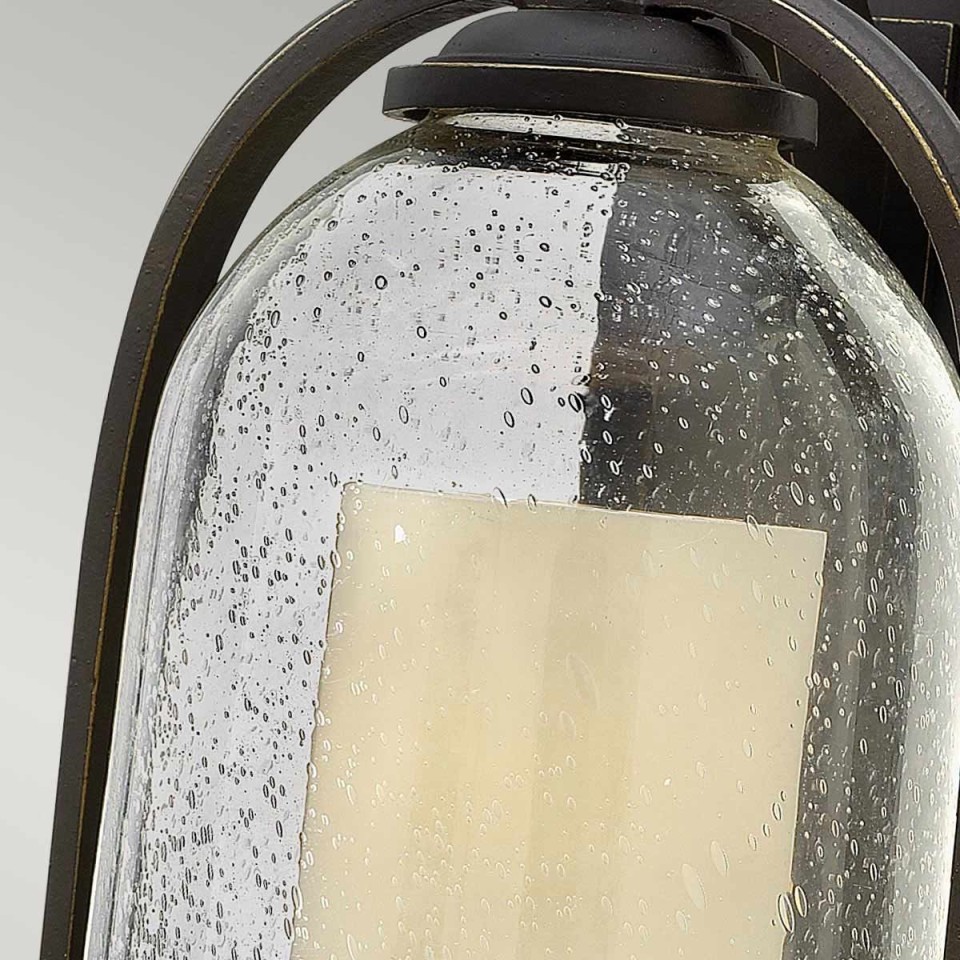 Quincy 1-Lt Medium Outdoor Wall Light Oil Rubbed Bronze/Glass 42.5cm IP44