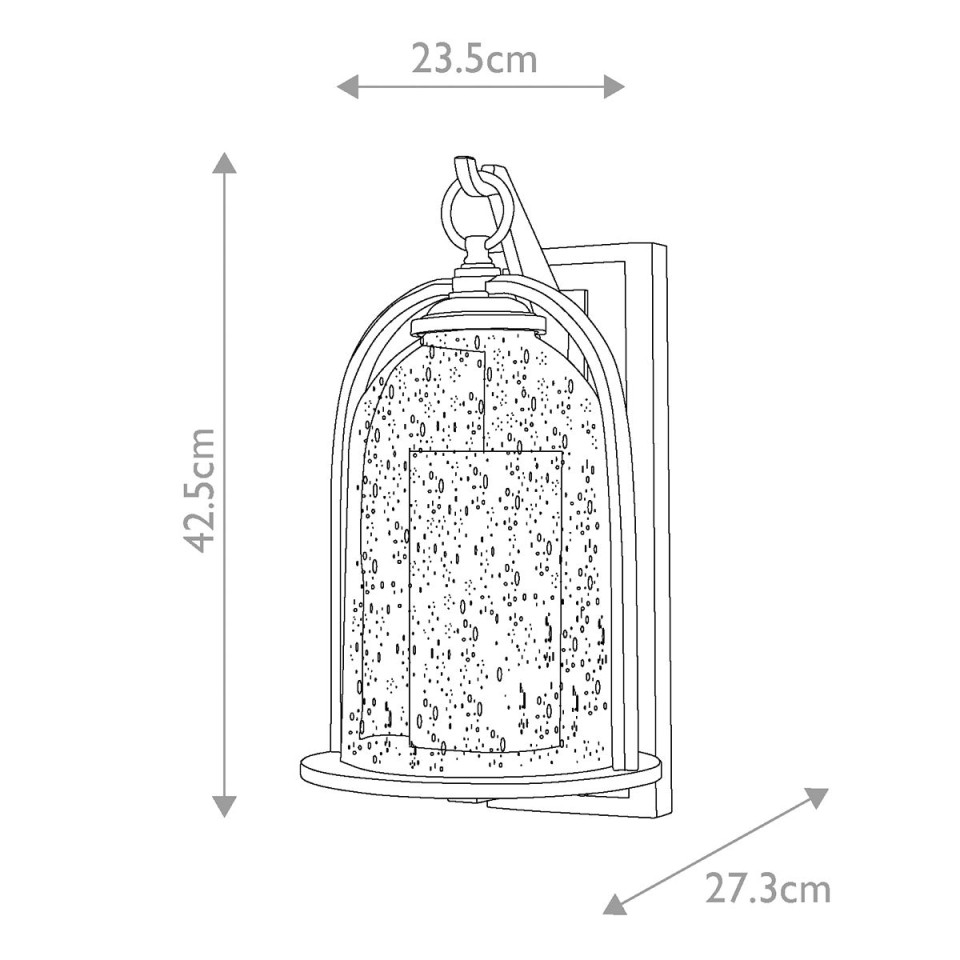 Quincy 1-Lt Medium Outdoor Wall Light Oil Rubbed Bronze/Glass 42.5cm IP44