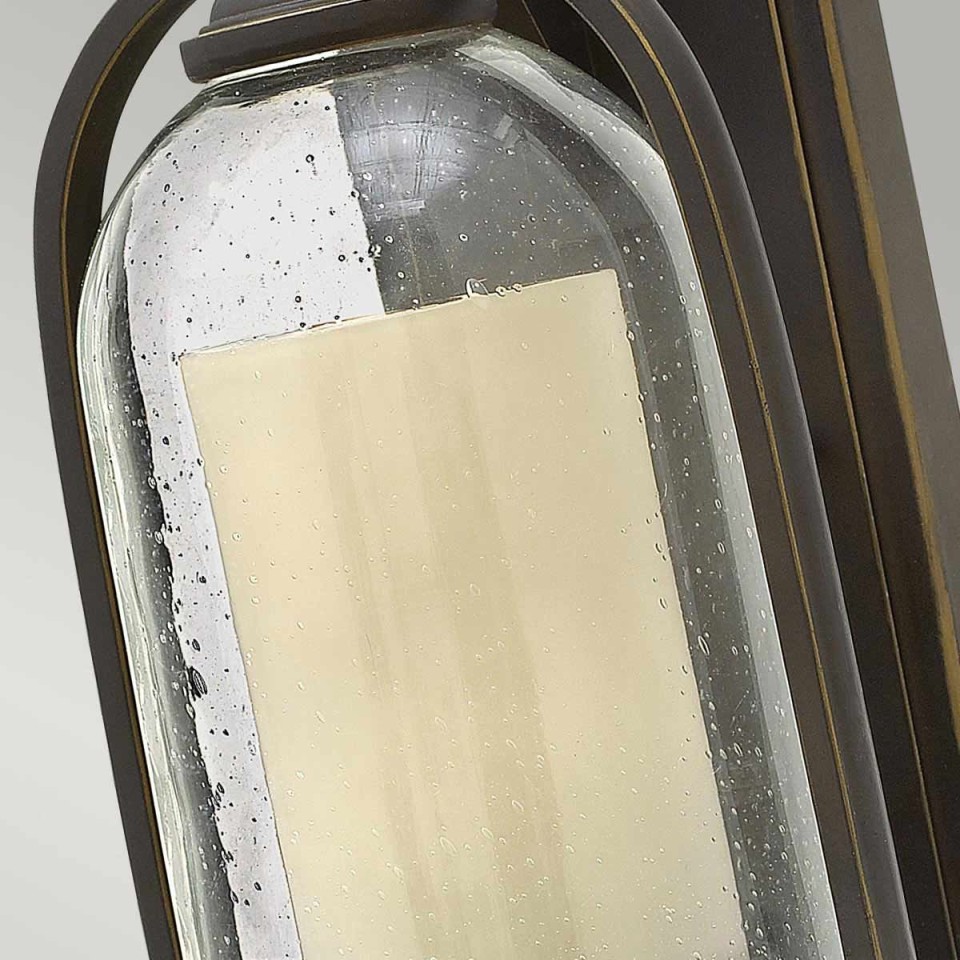 Quincy 1-Lt Small Outdoor Wall Light Oil Rubbed Bronze/Glass 34.3cm IP44