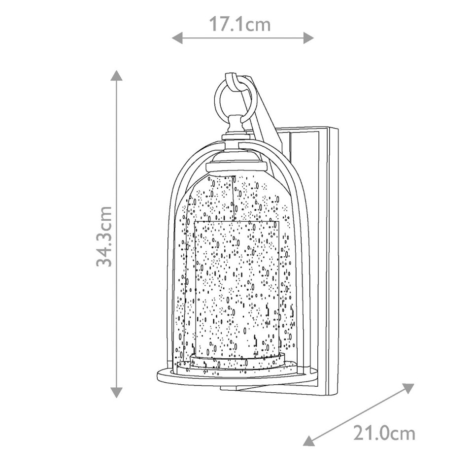 Quincy 1-Lt Small Outdoor Wall Light Oil Rubbed Bronze/Glass 34.3cm IP44