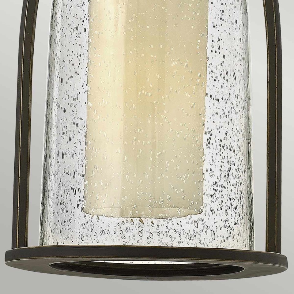 Quincy 1-Lt utomhus taklampa oljeborstad brons/glas 23,5cm IP44