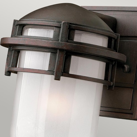 Reef Mini 1-Lt Outdoor Wall Light Victorian Bronze/Etched Glass 20.3cm IP44