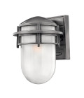 Reef 1-Lt Small Outdoor Wall Light Hematite/Etched Glass 27.3cm IP44
