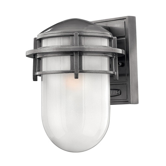 Reef 1-Lt liten utomhus vägglampa hematit/etsat glas 27,3cm IP44 Reef 1-Lt liten utomhus vägglampa hematit/etsat glas 27,3cm IP44