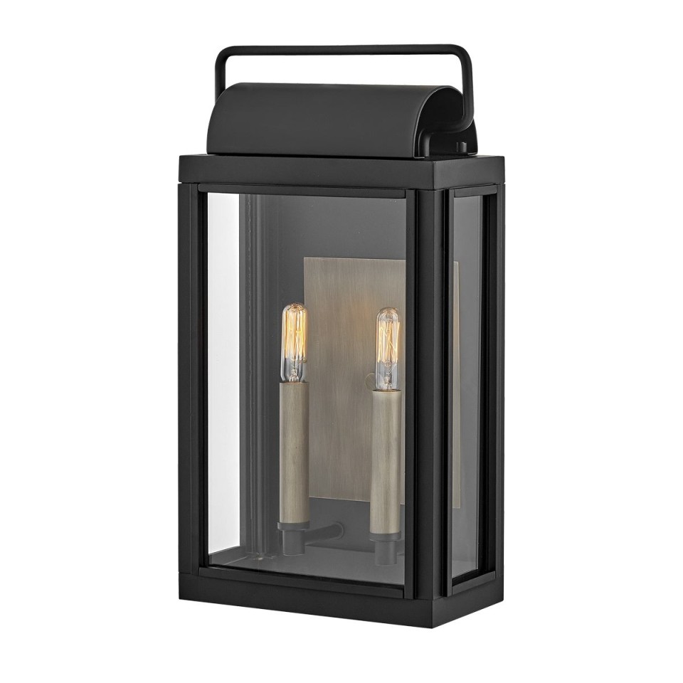 Sag Harbor 2-Lt Medium Outdoor Wall Light Black/Clear 41.9cm IP44
