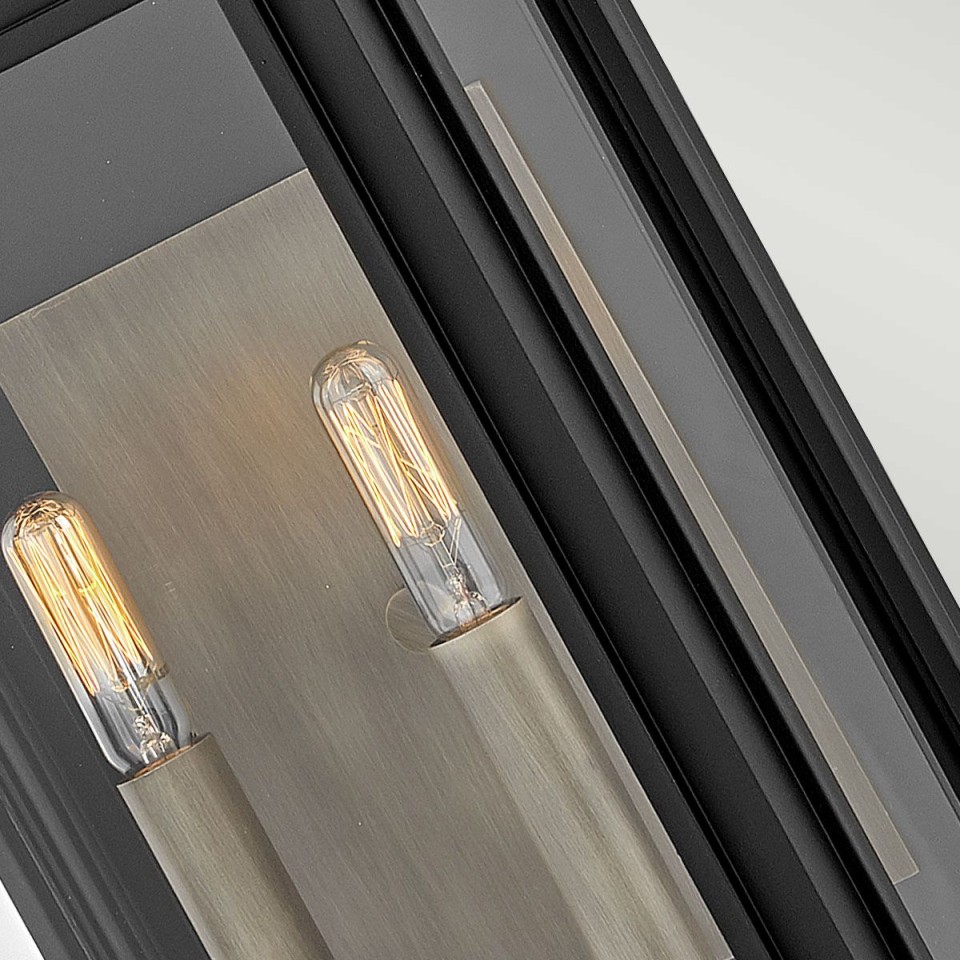 Sag Harbor 2-Lt Medium Outdoor Wall Light Black/Clear 41.9cm IP44