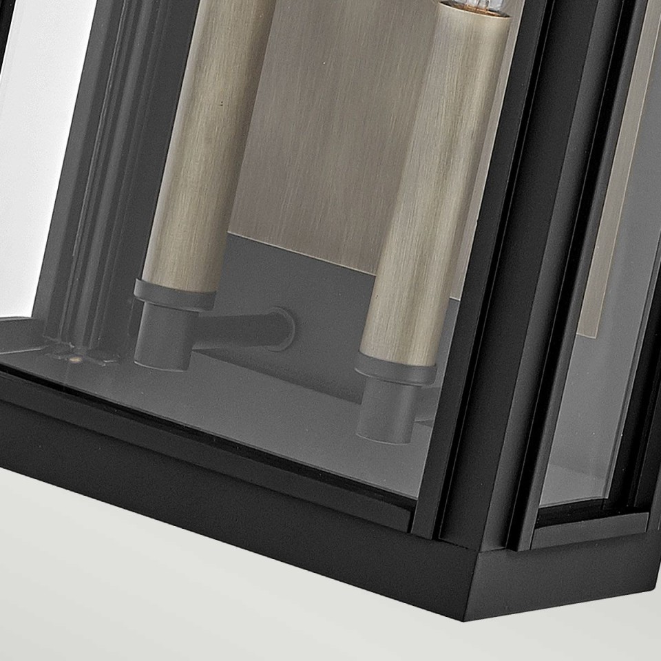 Sag Harbor 2-Lt Medium Outdoor Wall Light Black/Clear 41.9cm IP44