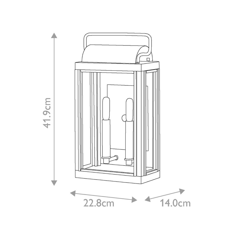 Sag Harbor 2-Lt Medium Outdoor Wall Light Black/Clear 41.9cm IP44