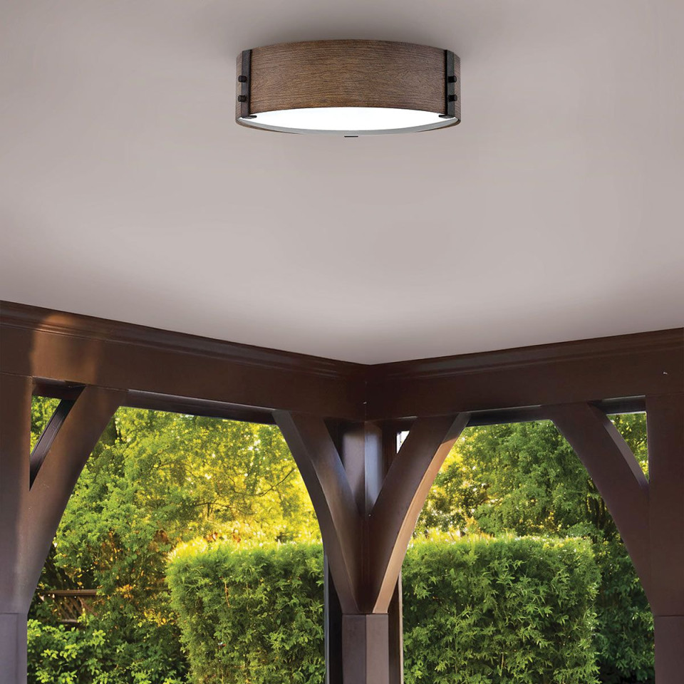 Sawyer utomhus plafond sequoia trä/rost järn 38 cm IP44 Hinkley Lighting Sawyer utomhus plafond sequoia trä/rost järn 38 cm IP44