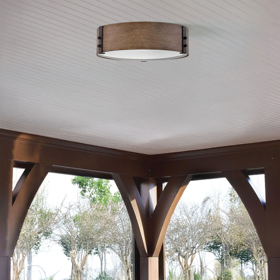 Sawyer utomhus plafond sequoia trä/rost järn 38 cm IP44 Hinkley Lighting Sawyer utomhus plafond sequoia trä/rost järn 38 cm IP44