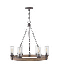 Sawyer 6-ljus utomhus ljuskrona sequoia trä/rost järn 61 cm IP44 Hinkley Lighting Sawyer 6-ljus utomhus ljuskrona sequoia trä/rost järn 61 cm IP44