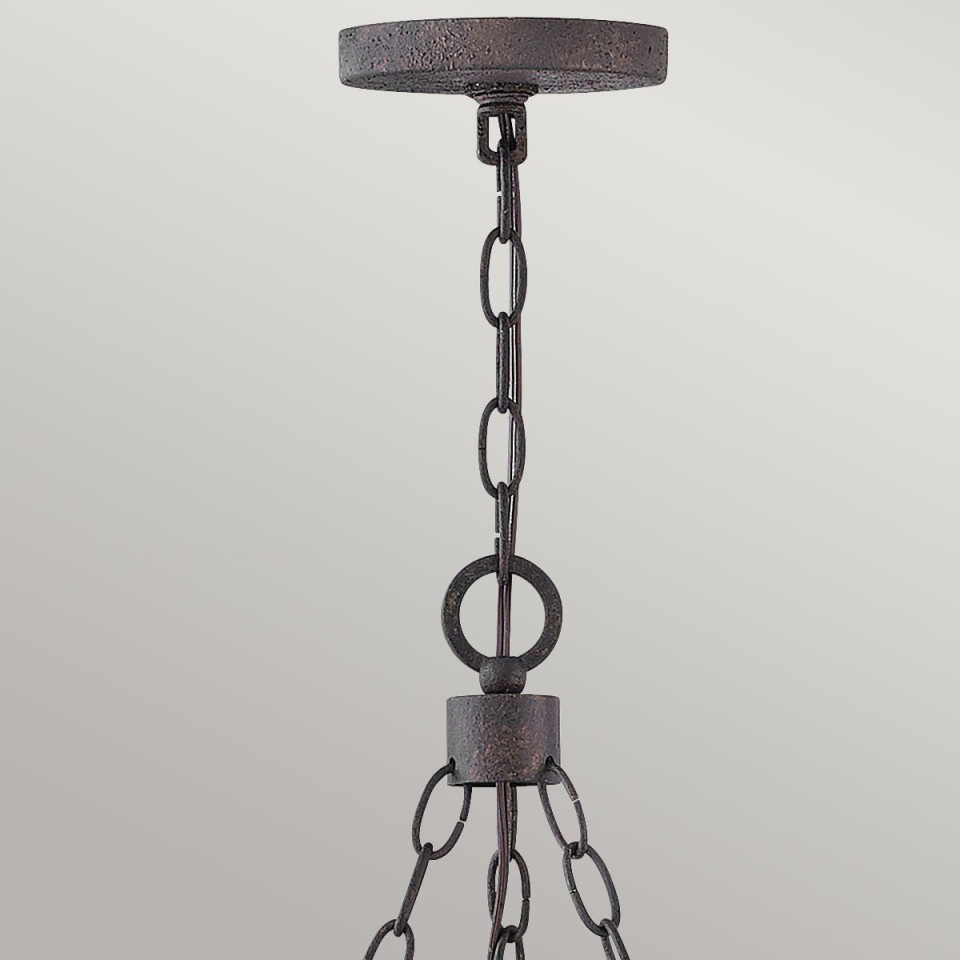 Sawyer 6-ljus utomhus ljuskrona sequoia trä/rost järn 61 cm IP44 Hinkley Lighting Sawyer 6-ljus utomhus ljuskrona sequoia trä/rost järn 61 cm IP44