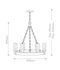 Sawyer 6-ljus utomhus ljuskrona sequoia trä/rost järn 61 cm IP44 Hinkley Lighting Sawyer 6-ljus utomhus ljuskrona sequoia trä/rost järn 61 cm IP44