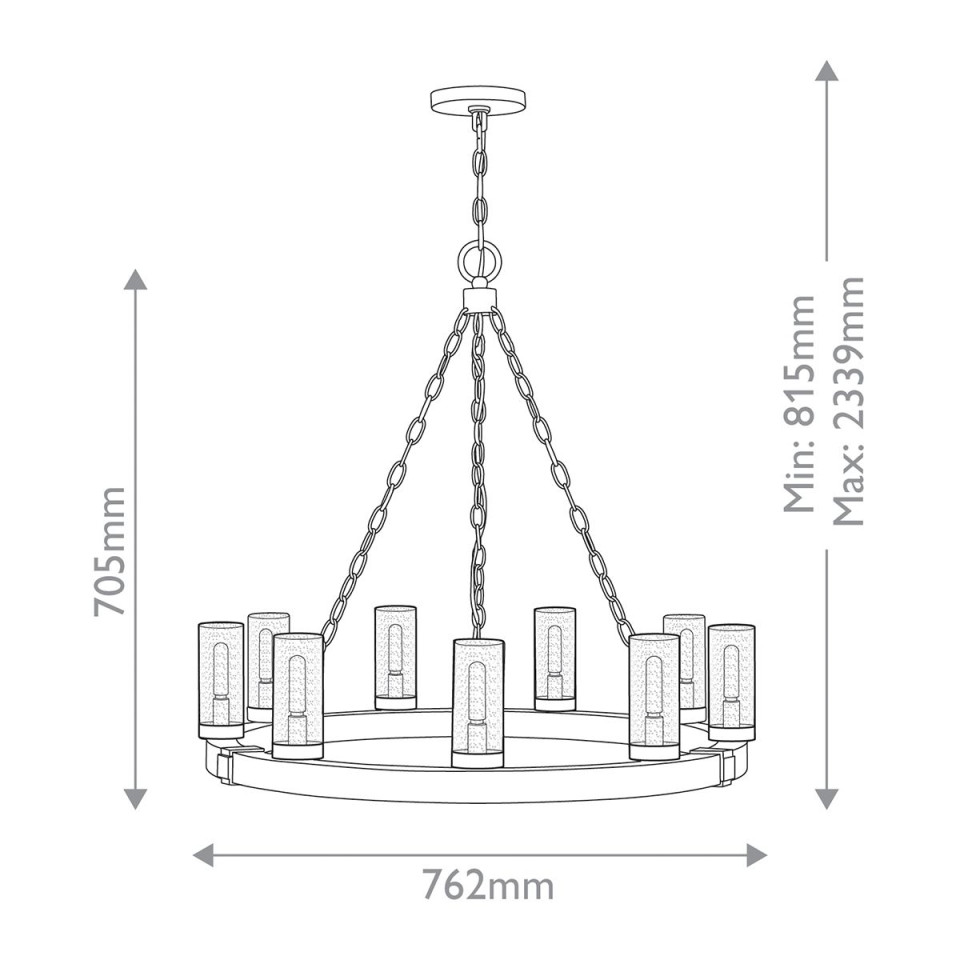 Sawyer 9-ljus utomhus ljuskrona sequoia trä/rost järn 76,2 cm IP44 Hinkley Lighting Sawyer 9-ljus utomhus ljuskrona sequoia trä/rost järn 76,2 cm IP44