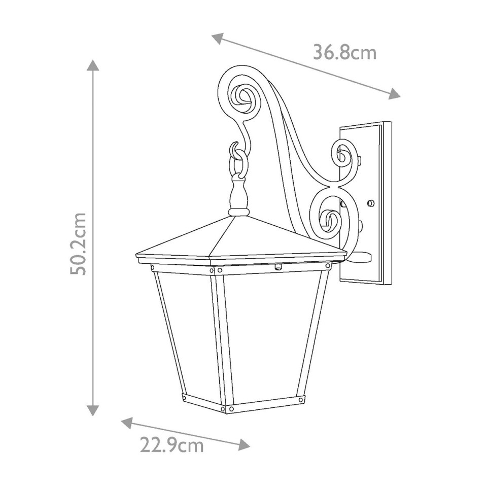 Trellis 3-Lt medium utomhus vägglampa regency-brons/glas 50,2cm IP44