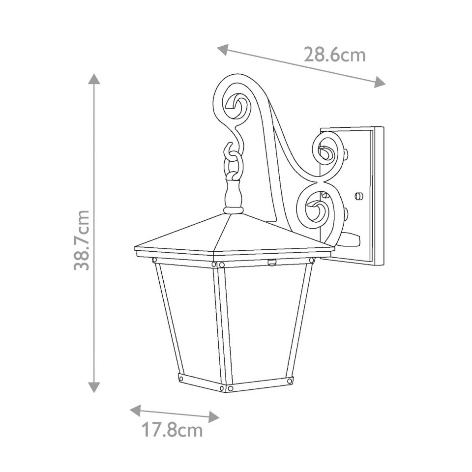 Trellis 1-Lt Small Outdoor Wall Light Regency Bronze/Glass 38.7cm IP44