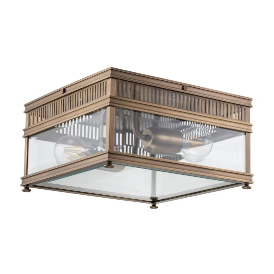 Holborn 2-lt plafond i mörk brons/klar 30 cm IP44
