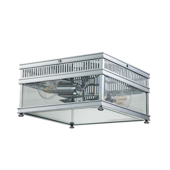 Holborn 2-ljus plafond i polerat krom/klar 30 cm IP44