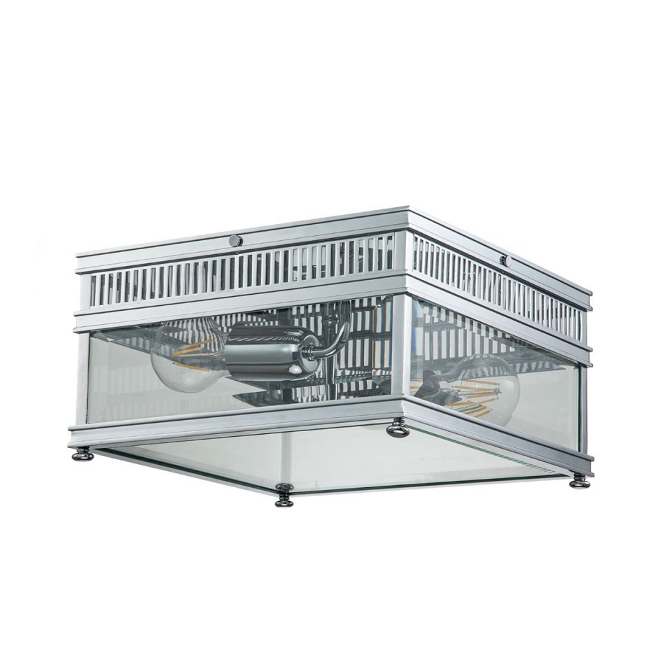 Holborn 2-ljus plafond i polerat krom/klar 30 cm IP44