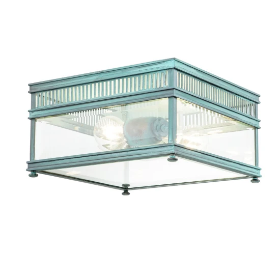Holborn 2-lt plafond patinerad koppar/klar 30 cm IP44