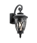 Admirals Cove 1-Lt Large Outdoor Wall Light Textured Black/Clear 59.5cm IP44