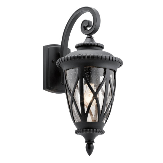 Admirals Cove 1-Lt Large Outdoor Wall Light Textured Black/Clear 59.5cm IP44