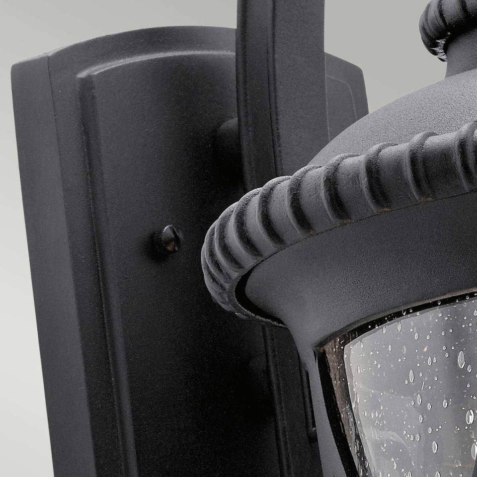 Admirals Cove 1-Lt Large Outdoor Wall Light Textured Black/Clear 59.5cm IP44