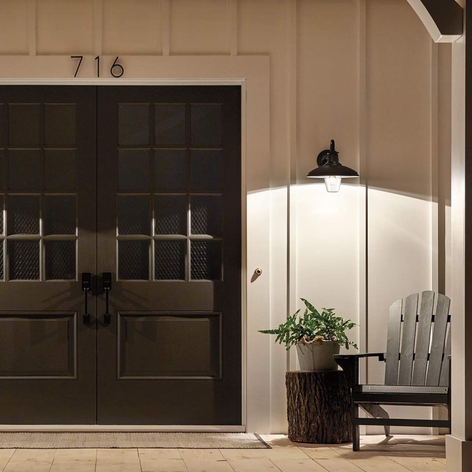 Allenbury 1-Lt Medium Outdoor Wall Light Black/Clear 33.1cm IP44