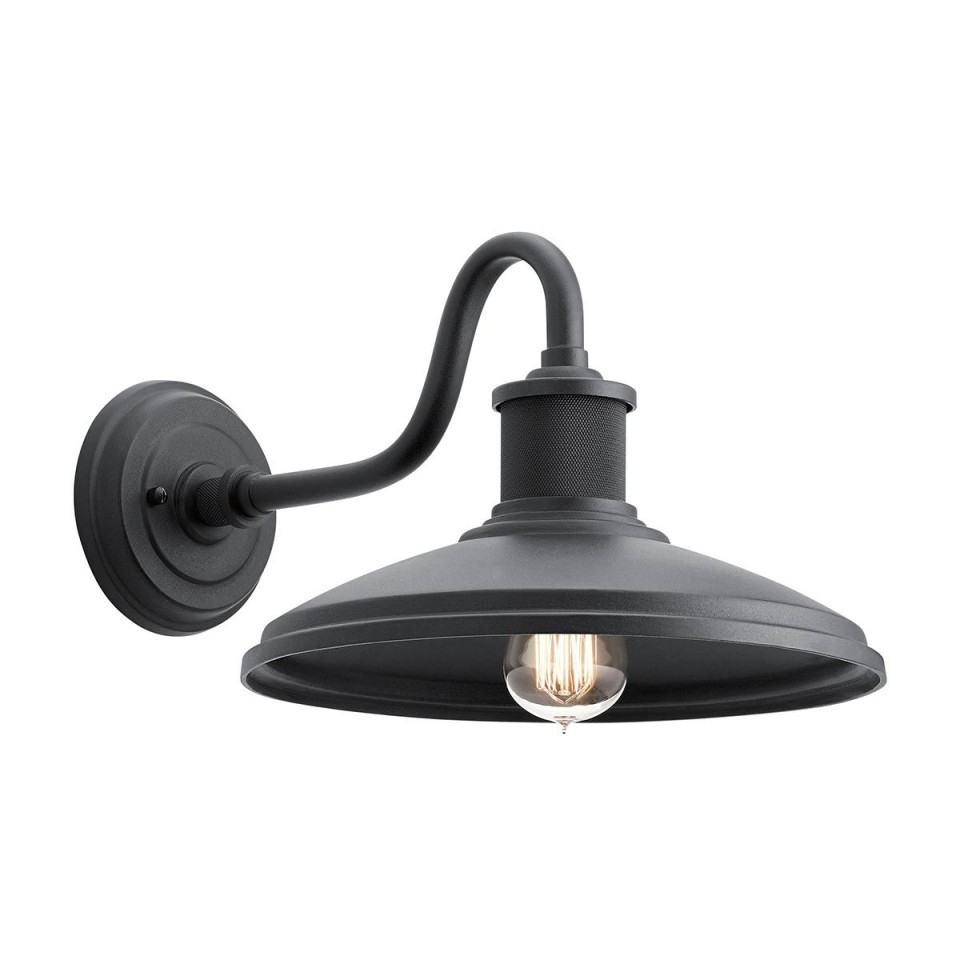 Allenbury 1-Lt Medium Outdoor Wall Light Black/Clear 33.1cm IP44