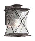 Argyle 1-Lt Medium Outdoor Wall Light Weathered Zinc/Glass 32.2cm