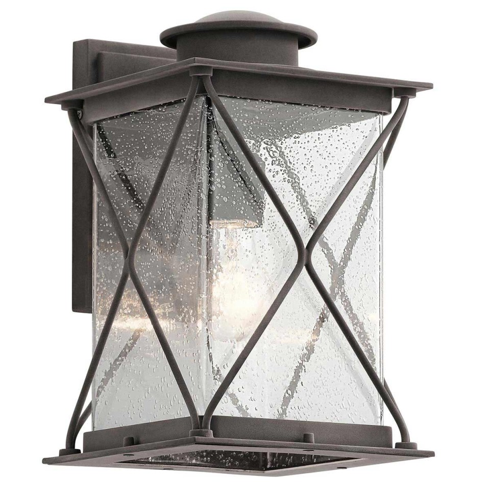 Argyle 1-Lt Medium Outdoor Wall Light Weathered Zinc/Glass 32.2cm