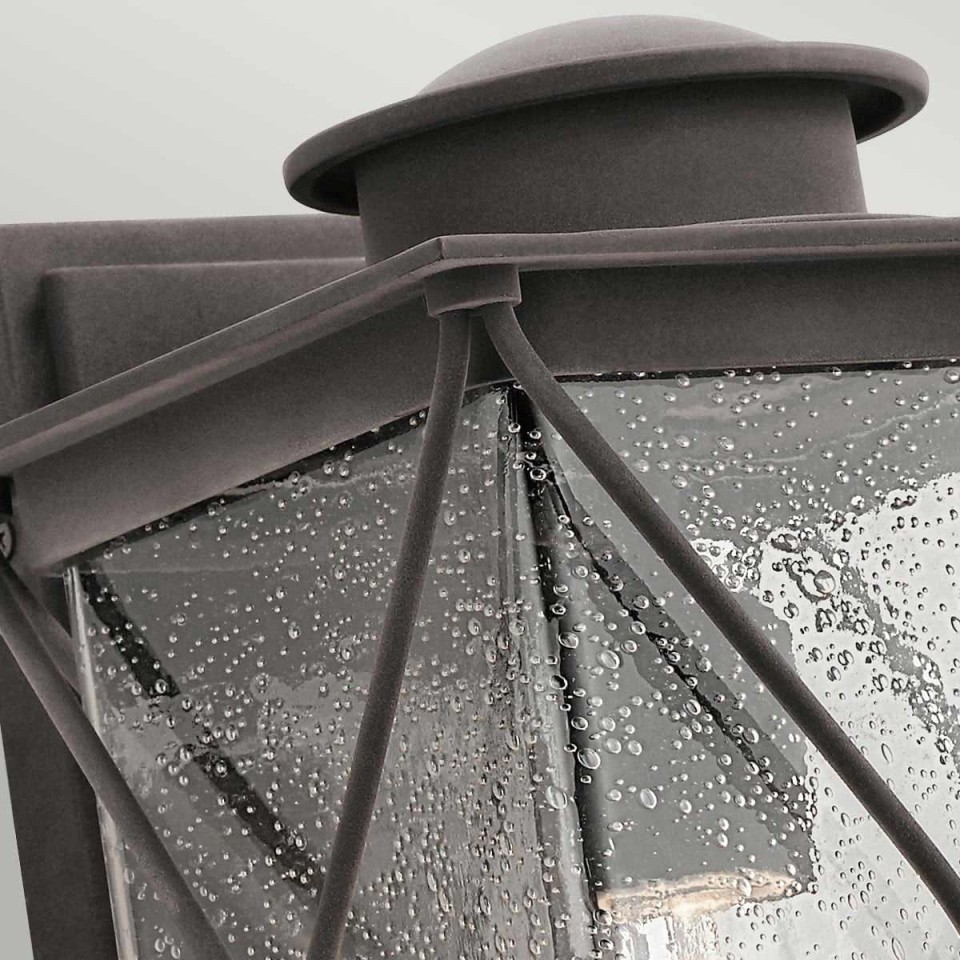 Argyle 1-Lt Medium Outdoor Wall Light Weathered Zinc/Glass 32.2cm