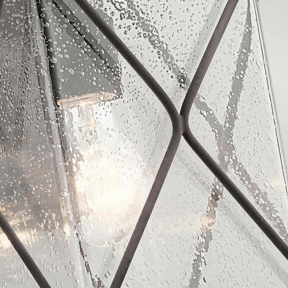 Argyle 1-Lt Medium Outdoor Wall Light Weathered Zinc/Glass 32.2cm