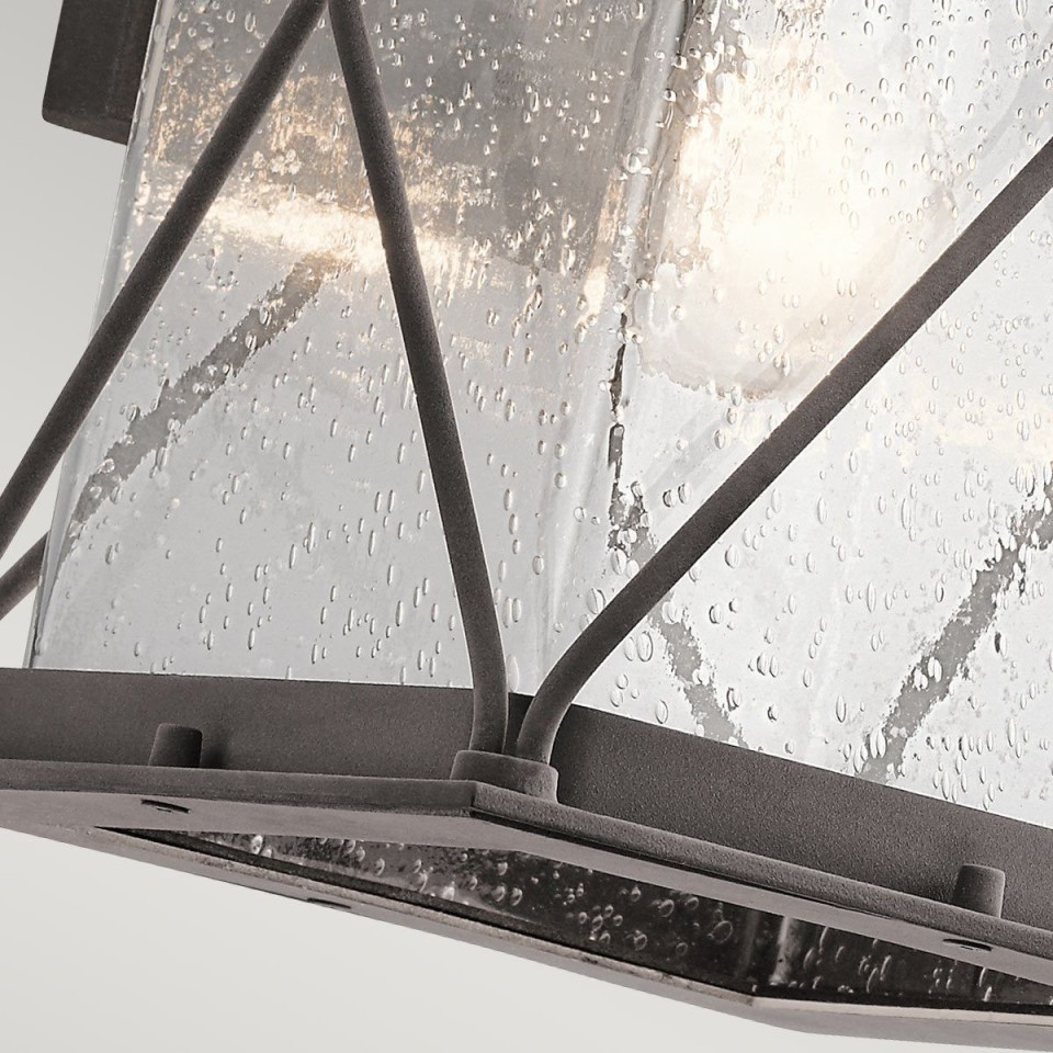 Argyle 1-Lt Medium Outdoor Wall Light Weathered Zinc/Glass 32.2cm