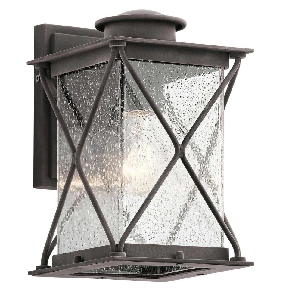 Argyle 1-Lt Small Outdoor Wall Light Weathered Zinc/Glass 26.1cm