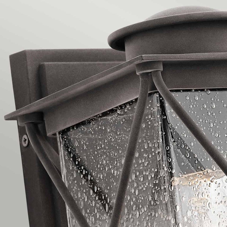 Argyle 1-Lt Small Outdoor Wall Light Weathered Zinc/Glass 26.1cm