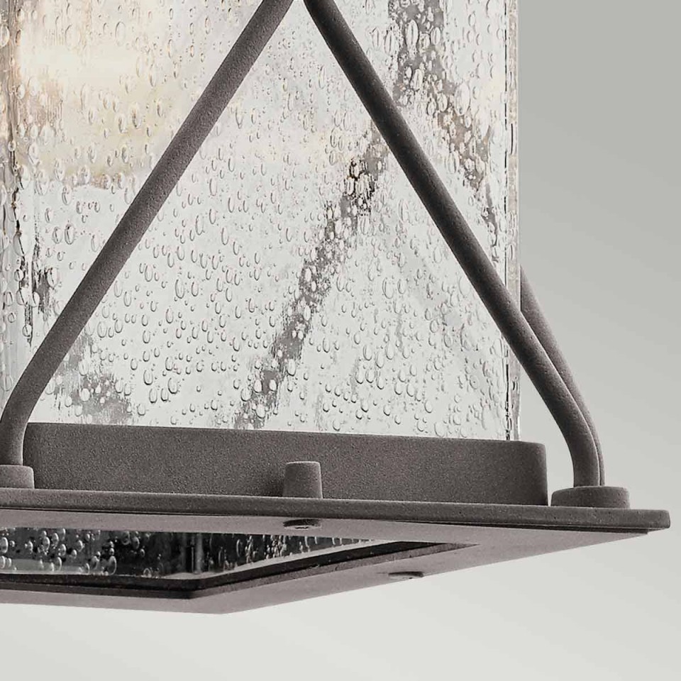 Argyle 1-Lt Small Outdoor Wall Light Weathered Zinc/Glass 26.1cm