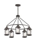 Ashland Bay 5-Lt Outdoor Chandelier Weathered Zinc/Glass 66.3cm IP44