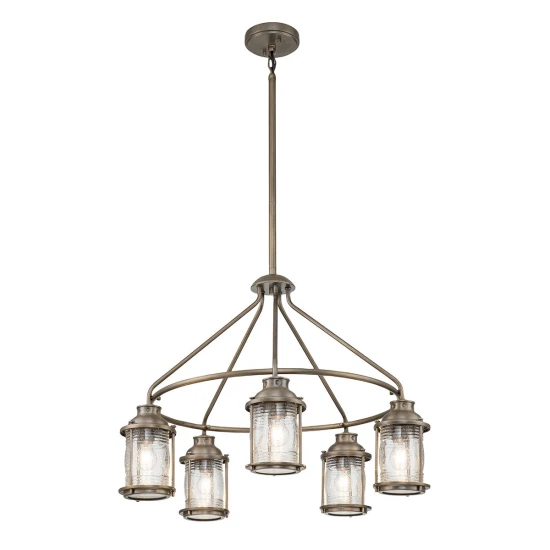 Ashland Bay 5-Lt utomhuskrona bränd brons/glas 66,3 cm IP44