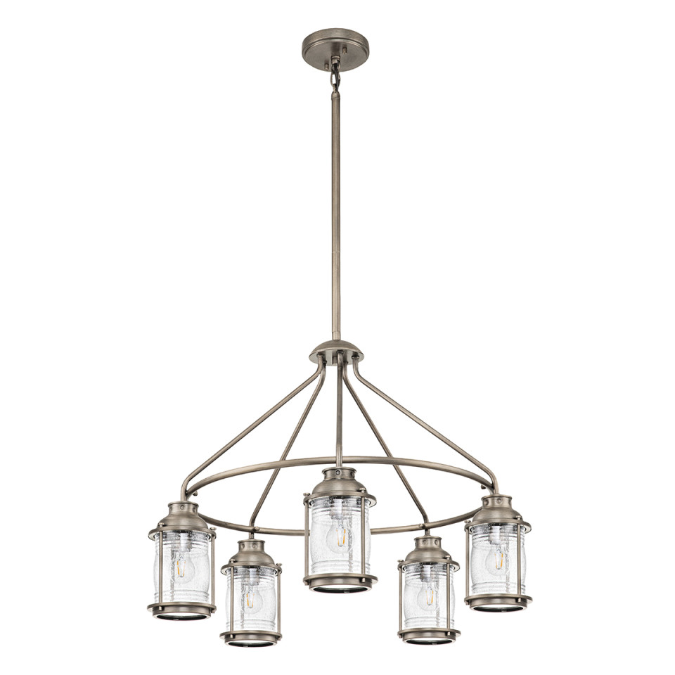 Ashland Bay 5-Lt utomhuskrona bränd brons/glas 66,3 cm IP44 Elstead Lighting Ashland Bay 5-Lt utomhuskrona bränd brons/glas 66,3 cm IP44