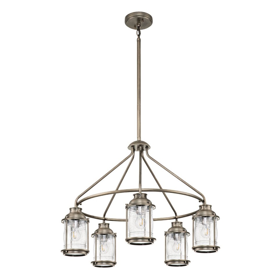 Ashland Bay 5-Lt Outdoor Chandelier Burnished Bronze/Glass 66.3cm IP44