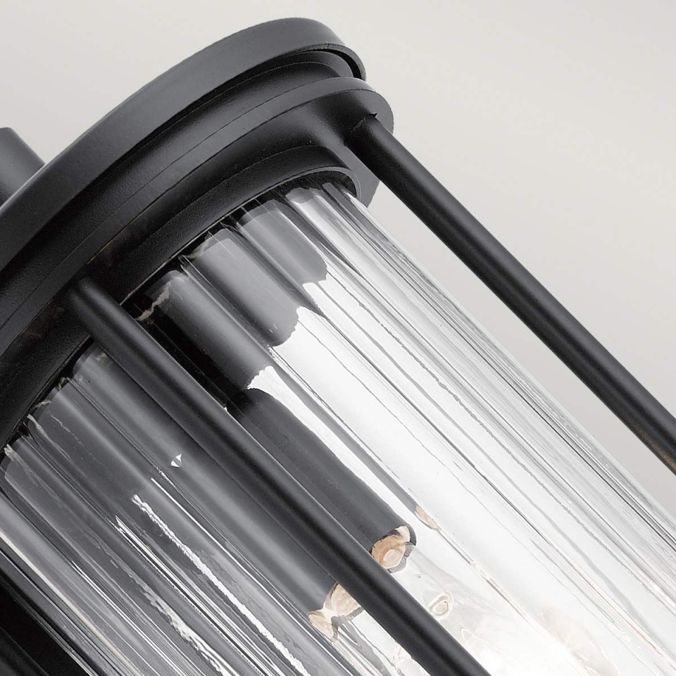 Barras 1-Lt Medium Outdoor Wall Light Black/Clear 40.6cm IP44