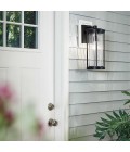 Barras 1-Lt Medium Outdoor Wall Light Black/Clear 40.6cm IP44