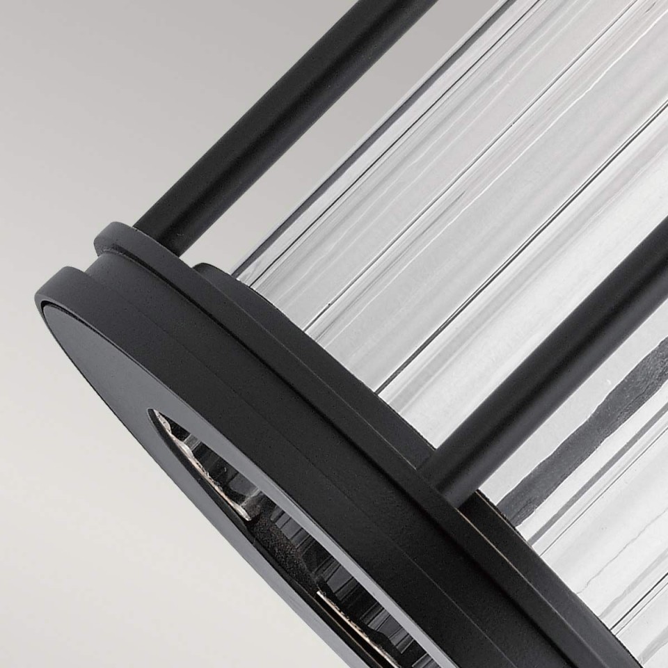 Barras 1-Lt Small Outdoor Wall Light Black/Clear 29cm IP44