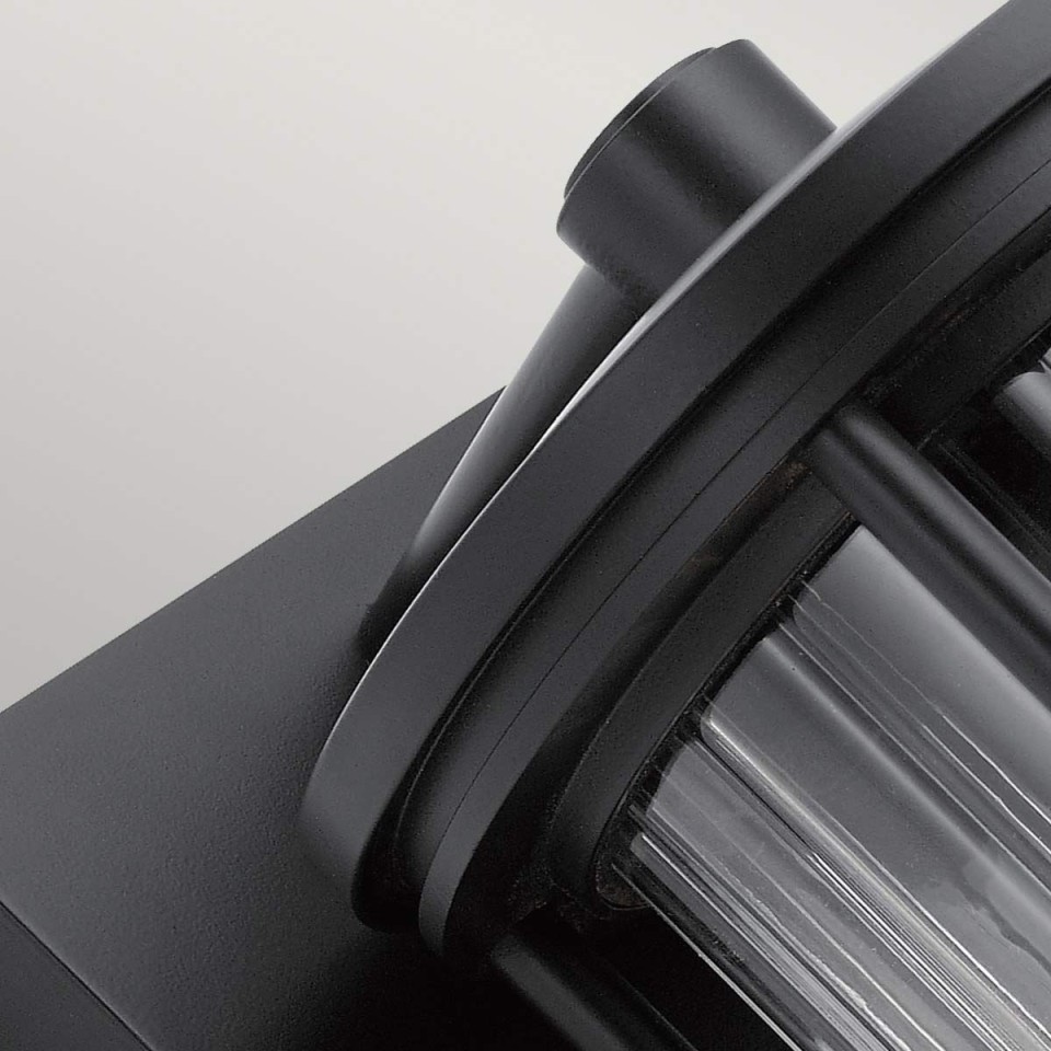 Barras 1-Lt Small Outdoor Wall Light Black/Clear 29cm IP44