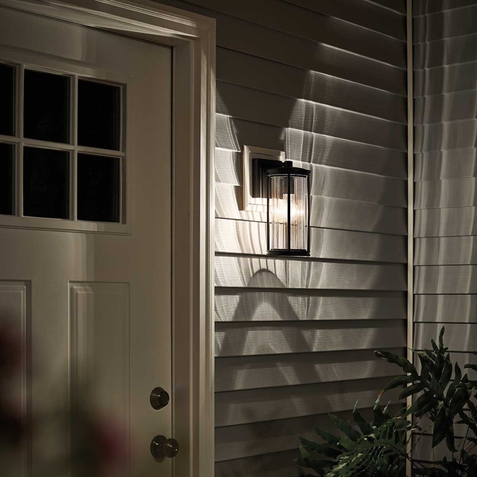 Barras 1-Lt Small Outdoor Wall Light Black/Clear 29cm IP44