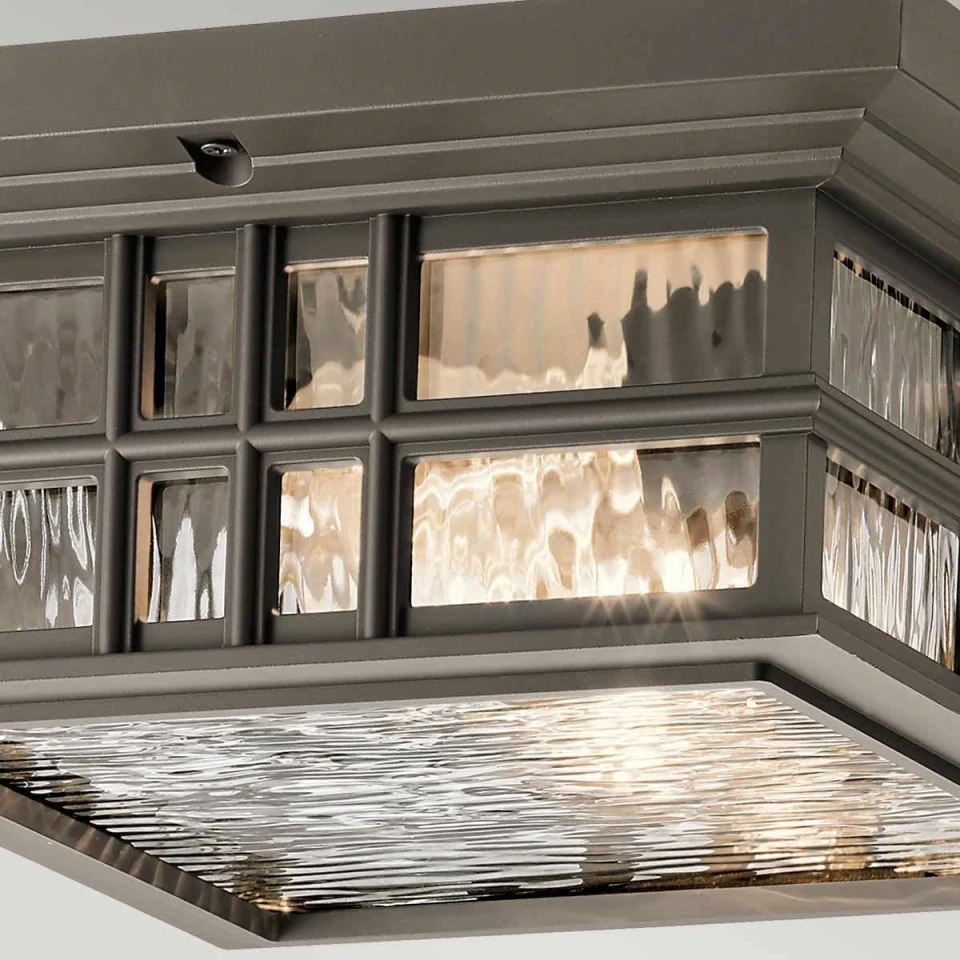 Beacon Square 2-Lt Outdoor Flush Ceiling Light Olde Bronze/Glass 30.5cm IP44