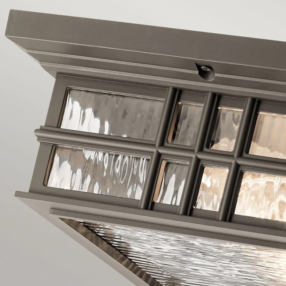 Beacon Square 2-Lt Outdoor Flush Ceiling Light Olde Bronze/Glass 30.5cm IP44